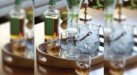 Kit Completo Com Balde E Copos Vidro Transparente Barroco