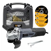 Kit Completo com Esmerilhadeira 1000W, Jogo de Brocas 128 Peças e 3 Peças de Discos de Corte Inox Kit Completo com Esmerilhadeira 1000W, Jogo de Brocas 128 Peças e 3 Peças de Discos de Corte Inox