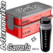 Kit Completo com Garrafa Térmica 500ml Bebida Conservada e Marmita de Carro, Uber, Táxi, Caminhão