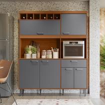 Kit Completo Compacta Dakota Armário de Cozinha Lukaliam Móveis 6 Portas 1 Gaveta e Adega Com Pés de Plástico