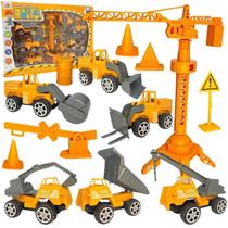 Kit Completo Construção 14 peças 6 carros com fricção e acessorios Kit Completo Construção 14 peças 6 carros com fricção e acessorios