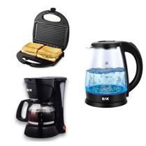 Kit Completo Cozinha Sanduicheira Compacta Chaleira Led Azul Cafeteira Elétrica