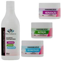 Kit Completo Cronograma Capilar WEllis Cosméticos 4 Unidades