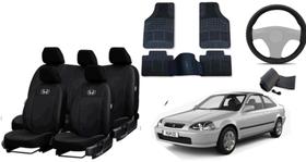 Kit Completo de Acessórios para Civic 95-99: Capa de Couro, Tapete e Capa de Volante