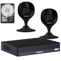 Kit Completo de Câmeras de Segurança WiFi Full HD com 2 Câmeras Internas Pretas, DVR e HD 500GB Kit Completo de Câmeras de Segurança WiFi Full HD com 2 Câmeras Internas Pretas, DVR e HD 500GB