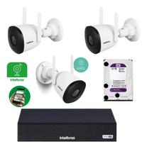 Kit Completo de Câmeras de Segurança WiFi Full HD com 3 Câmeras Externas, DVR e HD 1TB Purple