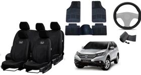 Kit Completo de Capa de Couro + Tapete Personalizado + Capa de Volante CRV 12-18