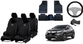 Kit Completo de Capa de Couro + Tapetes e Capa de Volante para HR-V 17-24