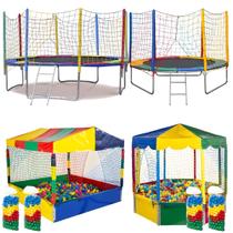 Kit Completo de Diversão Cama Elástica 3,05m Cama Elástica 2,44m Piscina de Bolinhas 1,50m Quadrada Piscina de Bolinhas 2,00m Oitavada