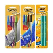 Kit Completo de Escrita BIC Canetas e Lápis com 12 peças