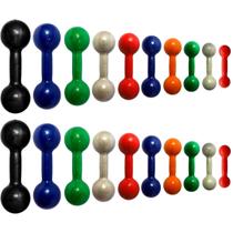 Kit Completo de Halteres Redondo Emborrachados Pares de 1 ao 10Kg