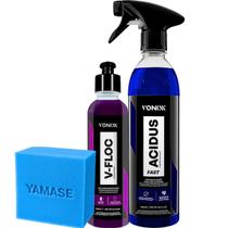 Kit Completo de Limpeza Automotiva Acidus e V floc Vonixx Limpeza Ácida e Neutra para Rodas, Plásticos e Chassi
