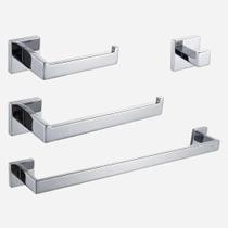 Kit Completo De Penduradores Para Banheiro Vienna Aço Inox