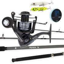 Kit Completo de Pesca Vara Fenix + Molinete Linha e 2 Iscas