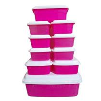 Kit Completo de Potes com Tampa 10 peças cores diversas Kit Completo de Potes com Tampa 10 peças cores diversas