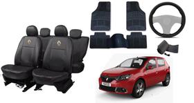 Kit Completo de Proteção: Capa de Couro + Tapetes + Capa de Volante para Sandero 17-23 Kit Completo de Proteção: Capa de Couro + Tapetes + Capa de Volante para Sandero 17-23