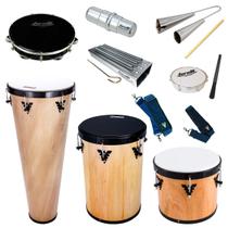 Kit completo de samba timba grande + rebolo + repique + pandeiro