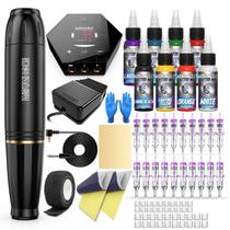 Kit Completo de Tatuagem Rotativa WTK070 - Máquina, Cartuchos e Acessórios para Iniciantes