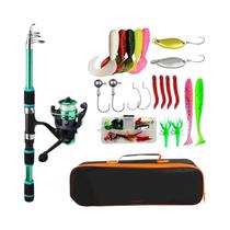 Kit Completo de Vara de Pesca Telescópica com Molinete e Iscas