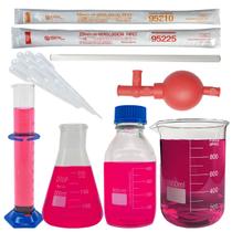 Kit Completo de Vidraria para Laboratório Escolar 18 Itens Essenciais de Alta Qualidade