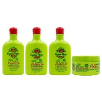 Kit Completo Divina Flora Magia da Melancia Hidratante Shampoo Condicionador Creme para Pentear e Máscara
