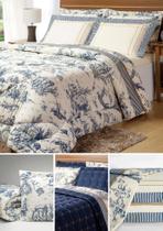 kit completo edredon queen porcelana 7 peças 260cm x 240cm com porta travesseiro