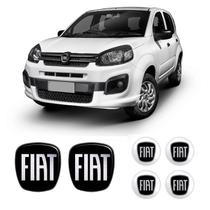 Kit Completo Emblemas Fiat Black Piano Uno Novo Resinado Kit Completo Emblemas Fiat Black Piano Uno Novo Resinado