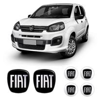 Kit Completo Emblemas Fiat Uno Novo Black Piano 2011/2021