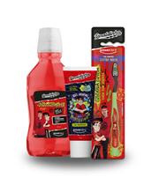Kit Completo Enaldinho Higiene Escova Gel dental e Enxaguante bucal Vermelho
