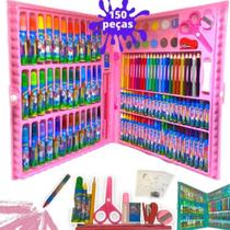 Kit Completo Escolar Tinta Guache Pincel Canetinha Tesoura