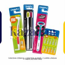Kit Completo Escovação Adulto Escova Alemã Macia Escova Cônica Limpa língua Refil