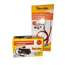 Kit Completo Esfigmomanômetro + Estetoscópio Vinho Premium