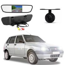 Kit Completo Espelho Retrovisor LCD 4.3 + Câmera de Ré Uno Fire 2005 2006 2007 2008 2009 2010 2011 2012 2013 2014