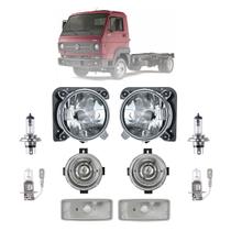Kit Completo Farol Delivery 05/17 Farol De Milha Redondo Lisa Com Lampadas H3 H4 12v Pisca Cristal