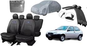 Kit Completo Fiesta 95-05: Capa de Couro, Capa de Cobrir e Limpador de Parabrisa