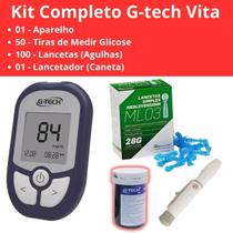 Kit Completo G-Tech Vita Caneta-Lancetas-Aparelho-Tiras