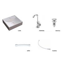 Kit completo gabinete de banheiro Cuba Q39, Torneira, Sifao