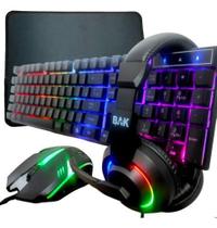 Kit Completo Game Teclado Mouse Pad Fone De Ouvido Microfone - Bak Kit Completo Game Teclado Mouse Pad Fone De Ouvido Microfone - Bak
