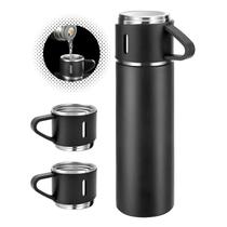 Kit Completo Garrafa Térmica Aço Inox 500ml Parede Dupla Com Copos Kit Completo Garrafa Térmica Aço Inox 500ml Parede Dupla Com Copos