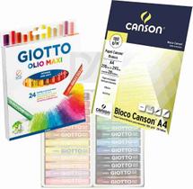Kit Completo Giz Pastel 24 cores Oleoso Giotto Bloco papel