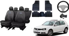 Kit Completo Golf 06-13: Capa de Couro + Tapetes + Capa de Volante Personalizada