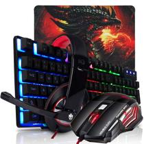 Kit Completo Headset Teclado Mouse e Pad Speed Para Computador e Consoles Kit Completo Headset Teclado Mouse e Pad Speed Para Computador e Consoles