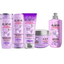 Kit Completo Hidratação Capilar Elseve Loreal Paris Hidra Hialurônico Shampoo Condicionador e Todos Cremes Tratamento