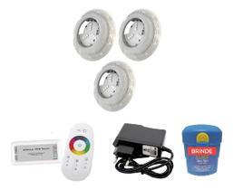 Kit Completo Iluminação Piscina 36m² 3 Leds 6w + Módulo Rgb