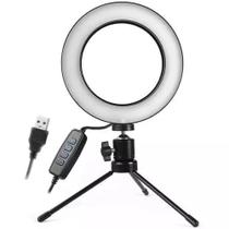 Kit Completo Iluminador Ring Light 6 Polegadas Com Tripé Dimmer Youtuber Selfie Pro Led Misto