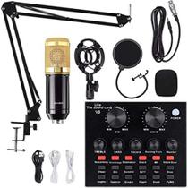 Kit Completo Interface Mesa V8S Com Microfone Condensador Com Braço Articulado Locução Live Stream