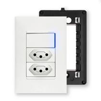 Kit Completo Interruptor com Led Azul Tomada 10A e 20A Com Placa e Suporte Legrand PIAL Plus+