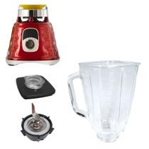 Kit Completo Jarra Copo Quadrado Vidro Arraste Base Lâmina Tampa Dasshaus para Liquidificador Oster