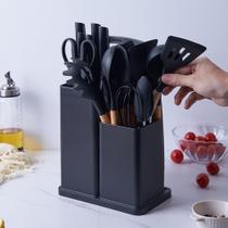 Kit Completo Jogo Utensílios de Cozinha Luxo 19 Peças Com Tábua em Silicone Espátula Faca Tesoura