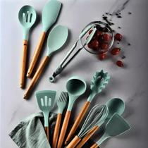 Kit Completo Jogo Utensílios de Cozinha Luxo 19 Peças Com Tábua em Silicone Espátula Faca Tesoura - TA